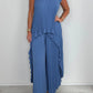⏳Limited time 50% OFF⏳🔥Laney Pleated Short Sleeve Irregular Midi Top and Elastic Waist Wide Leg Pants Set✨
