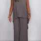 ⏳Limited time 50% OFF⏳🔥Laney Pleated Short Sleeve Irregular Midi Top and Elastic Waist Wide Leg Pants Set✨