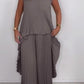 ⏳Limited time 50% OFF⏳🔥Laney Pleated Short Sleeve Irregular Midi Top and Elastic Waist Wide Leg Pants Set✨