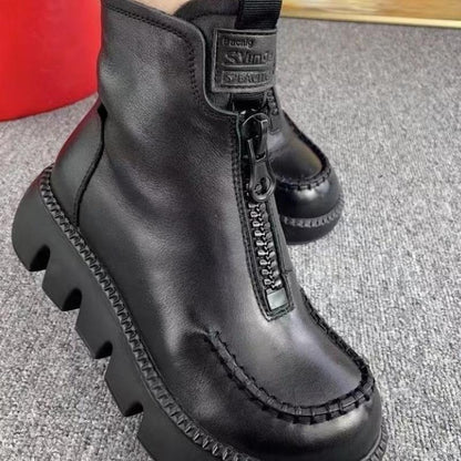🔥Hot Sale💃Women's Retro PU Leather Warm Short Boots